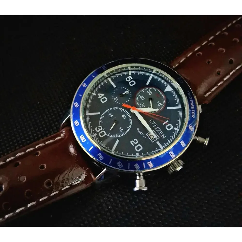 Gentlemens Citizen Chronograph Leather Date‎ Wrist Watch